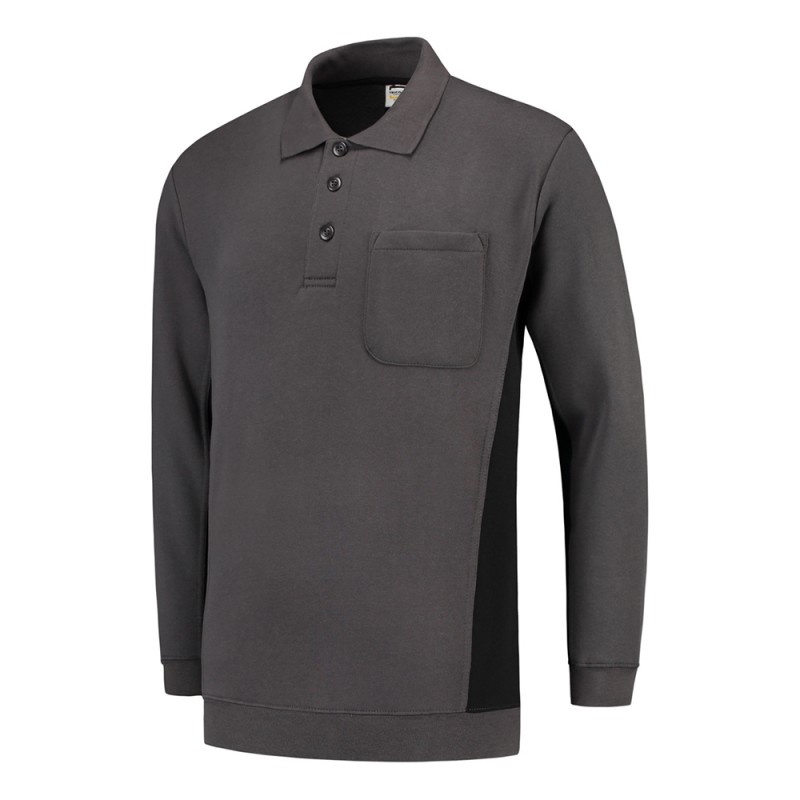 TRICORP 302001/TS2000 Polosweater Bicolor Borstzak darkgrey-black