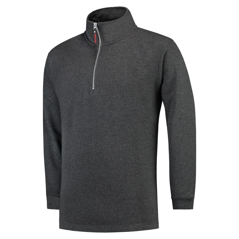 TRICORP 301010/ZS280 Sweater Ritskraag antracite melange TRICORP 301010/ZS280 Sweater Ritskraag antracite melange