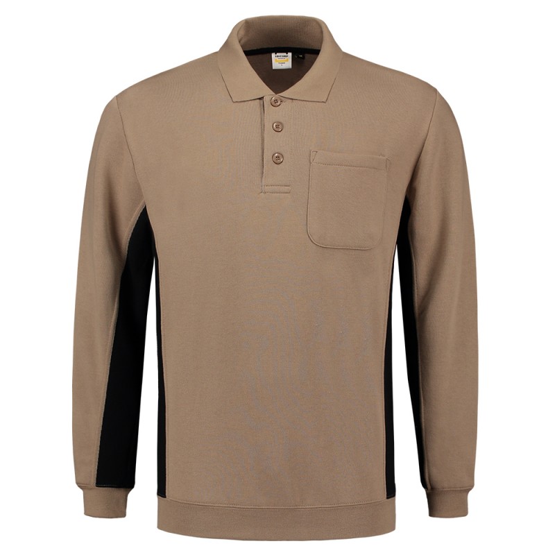 TRICORP 302001/TS2000 Polosweater Bicolor Borstzak khaki-black