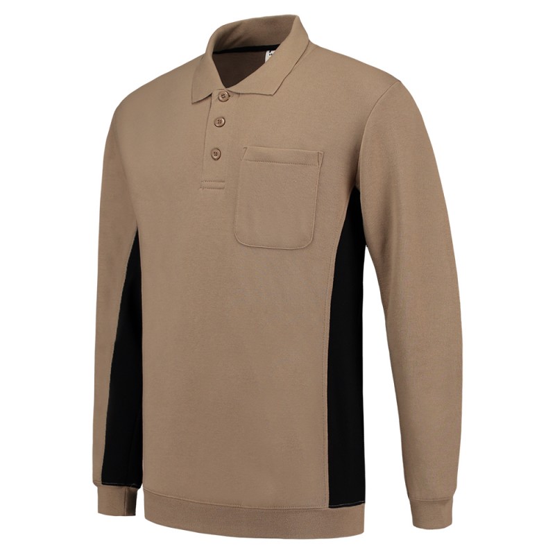 TRICORP 302001/TS2000 Polosweater Bicolor Borstzak khaki-black TRICORP 302001/TS2000 Polosweater Bicolor Borstzak khaki-black