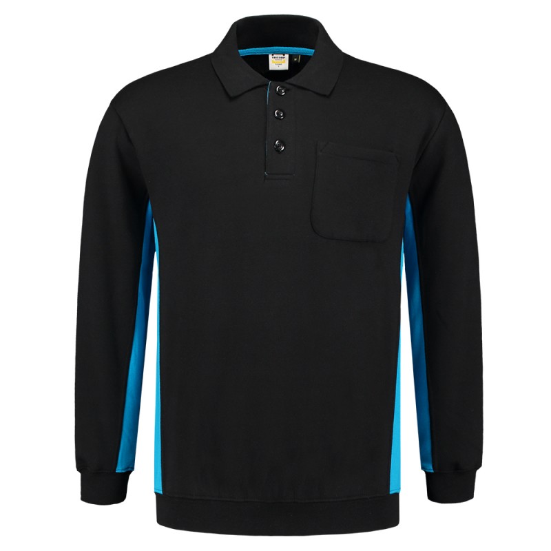 TRICORP 302001/TS2000 Polosweater Bicolor Borstzak black-turquoise