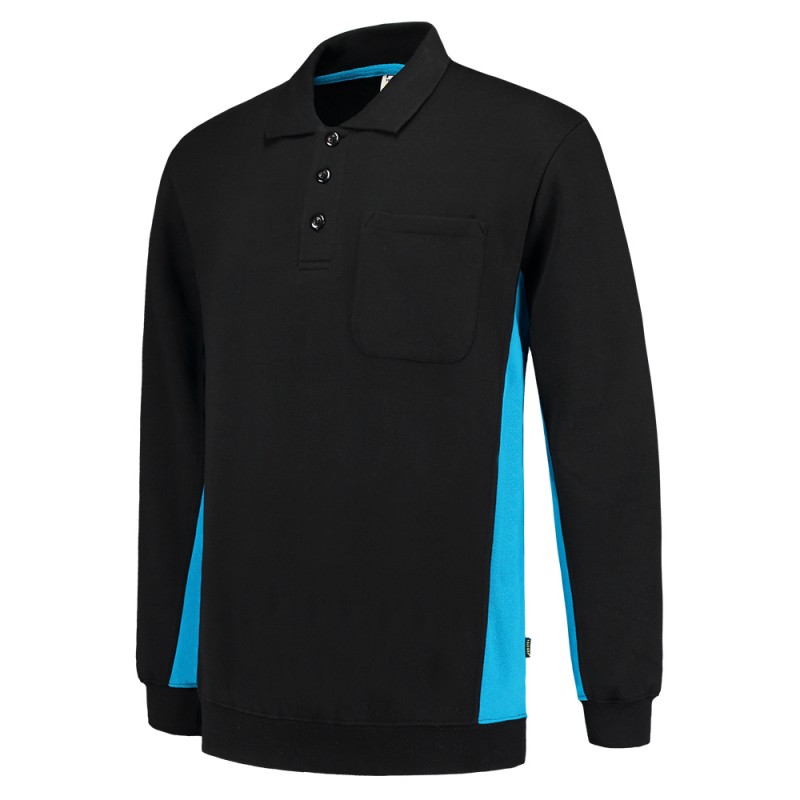 TRICORP 302001/TS2000 Polosweater Bicolor Borstzak black-turquoise