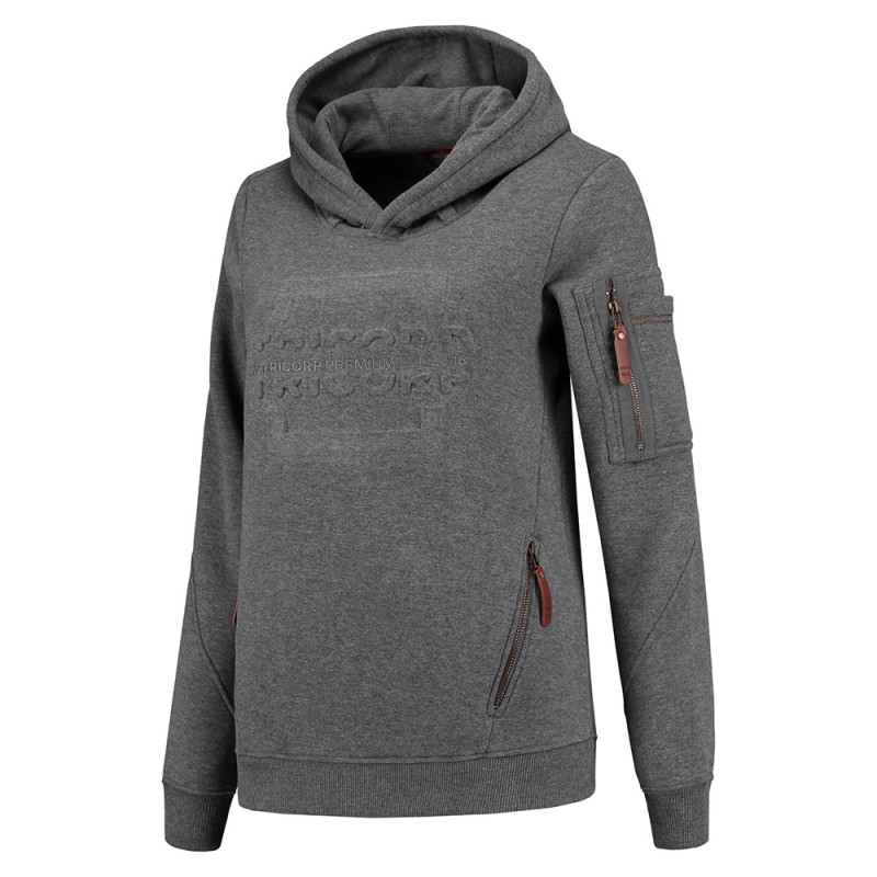 TRICORP 304007 Sweater Premium Capuchon Logo Dames stonemel