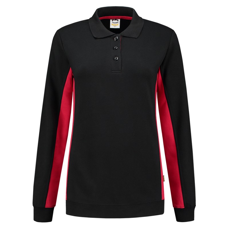 TRICORP 302002 Polosweater Bicolor Dames black-red