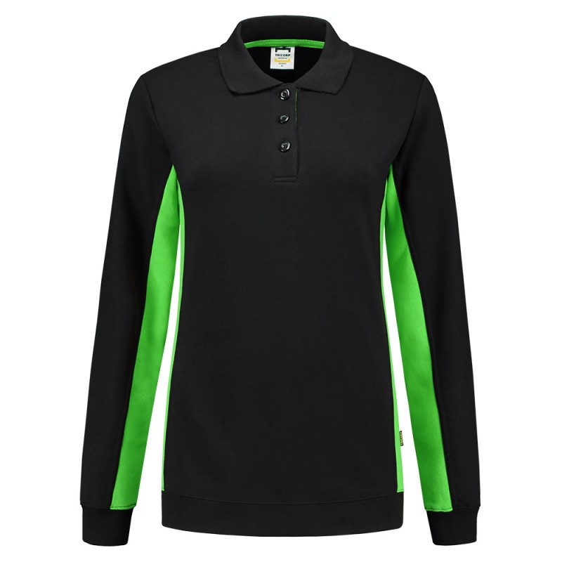 TRICORP 302002 Polosweater Bicolor Dames black-lime