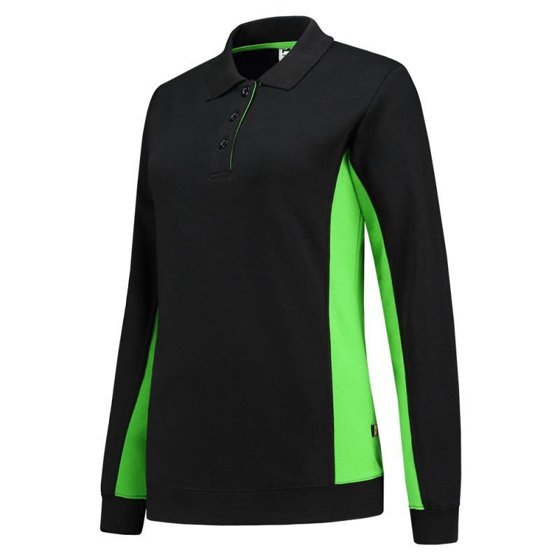TRICORP 302002 Polosweater Bicolor Dames black-lime TRICORP 302002 Polosweater Bicolor Dames black-lime