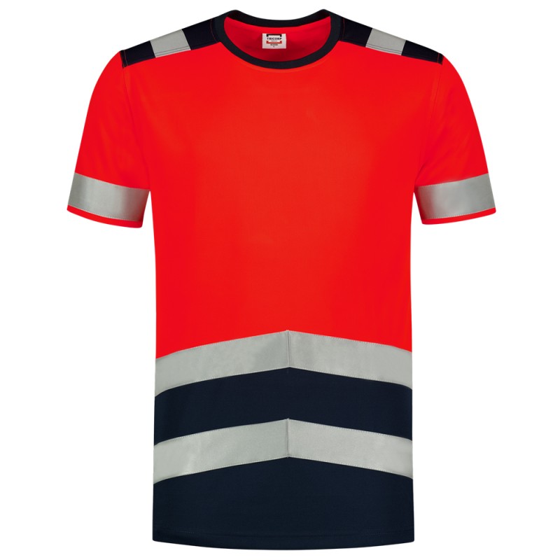 TRICORP 103006 T-Shirt High Vis Bicolor fluor rood/ink