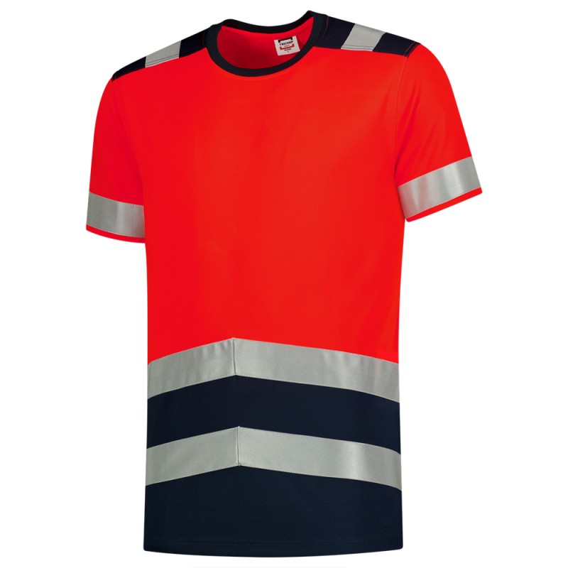 TRICORP 103006 T-Shirt High Vis Bicolor fluor rood/ink