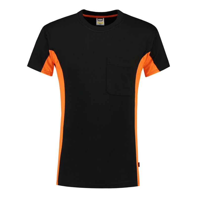 TRICORP 102002/TT2000 T-Shirt Bicolor Borstzak black-orange