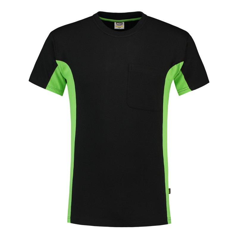 TRICORP 102002/TT2000 T-Shirt Bicolor Borstzak black-lime