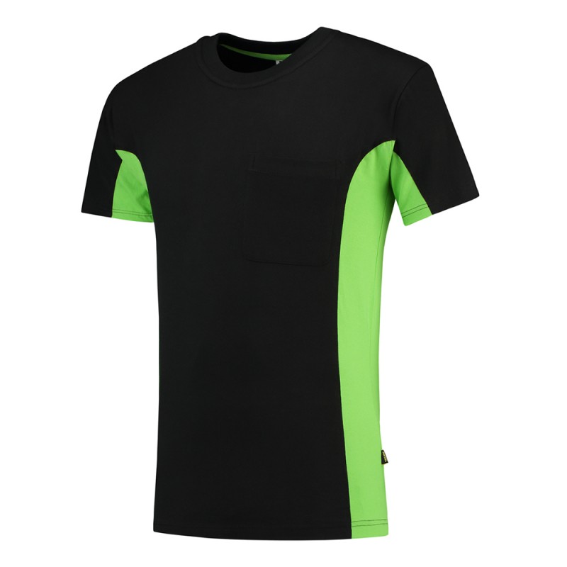 TRICORP 102002/TT2000 T-Shirt Bicolor Borstzak black-lime