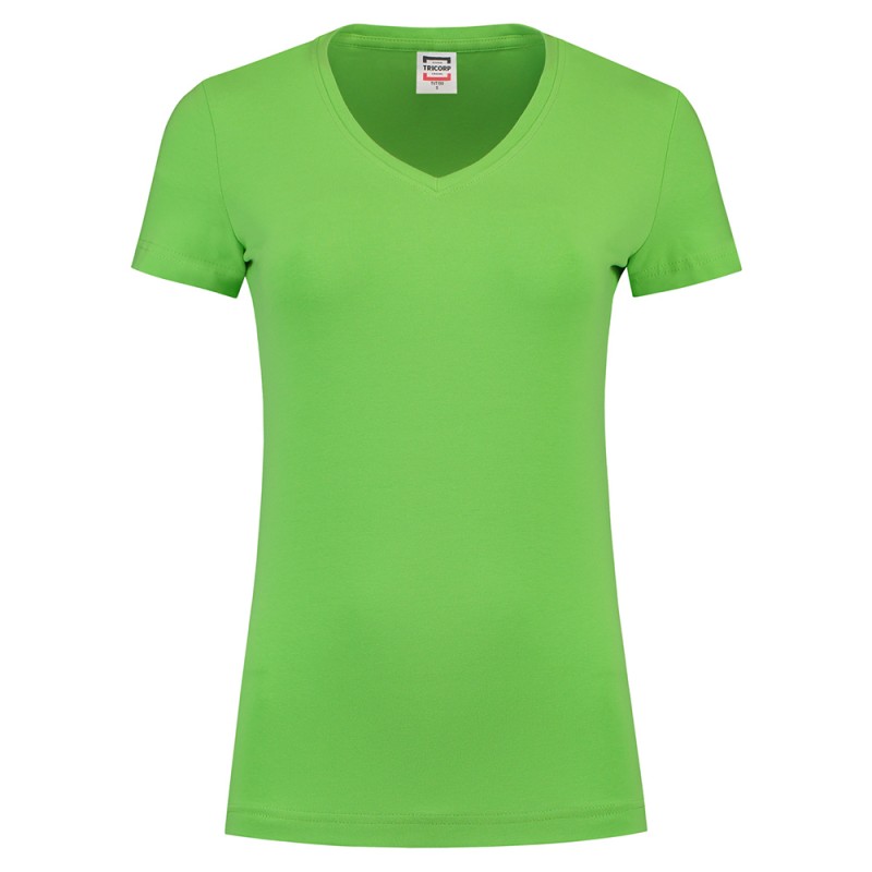 TRICORP 101008/TVT190 T-Shirt V Hals SlimFit Dames lime