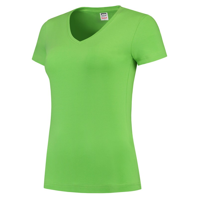 TRICORP 101008/TVT190 T-Shirt V Hals SlimFit Dames lime