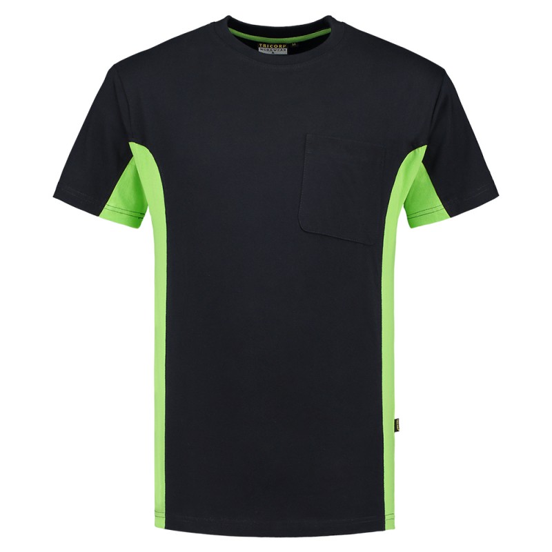 TRICORP 102002/TT2000 T-Shirt Bicolor Borstzak navy-lime