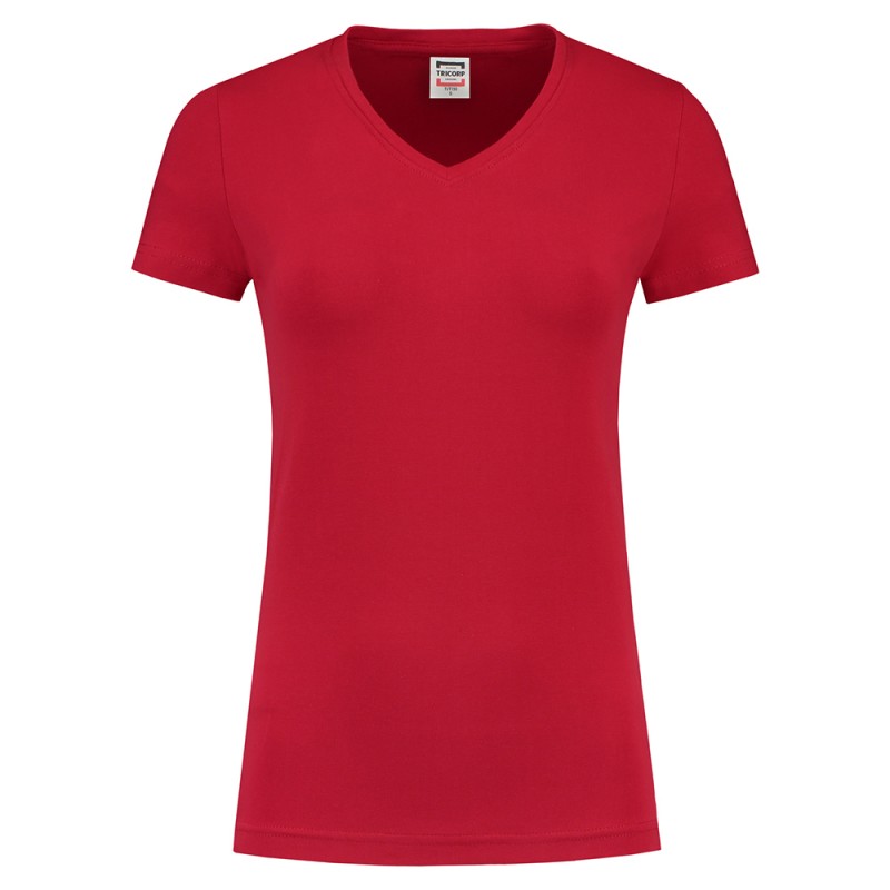 TRICORP 101008/TVT190 T-Shirt V Hals SlimFit Dames red