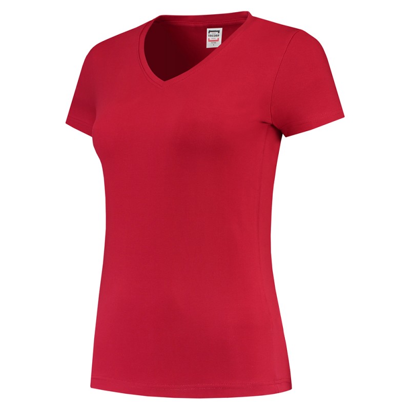 TRICORP 101008/TVT190 T-Shirt V Hals SlimFit Dames red