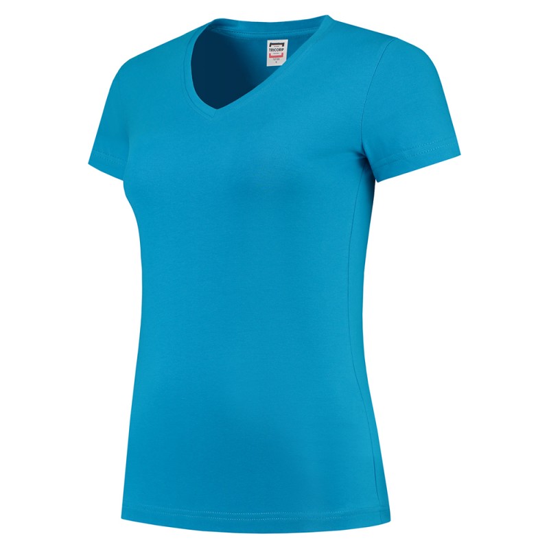 TRICORP 101008/TVT190 T-Shirt V Hals SlimFit Dames turquoise