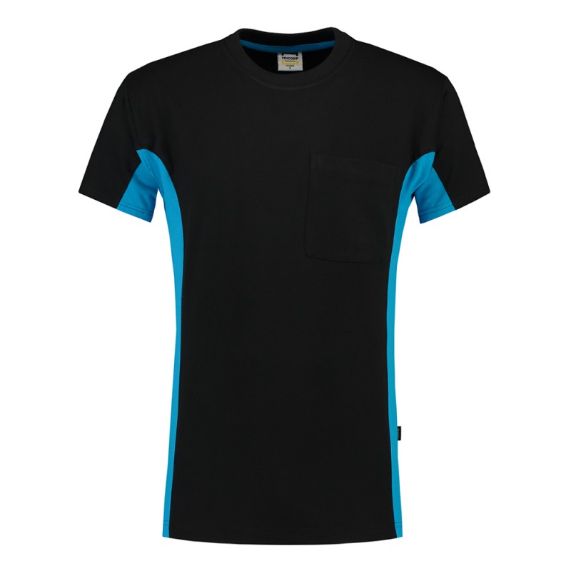 TRICORP 102002/TT2000 T-Shirt Bicolor Borstzak black-turquoise