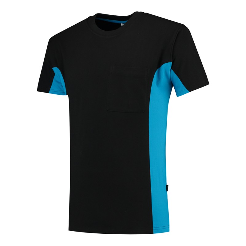 TRICORP 102002/TT2000 T-Shirt Bicolor Borstzak black-turquoise