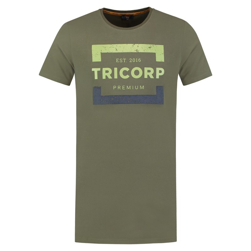 TRICORP 104001 T-Shirt Premium Heren Lang Army OUTLET