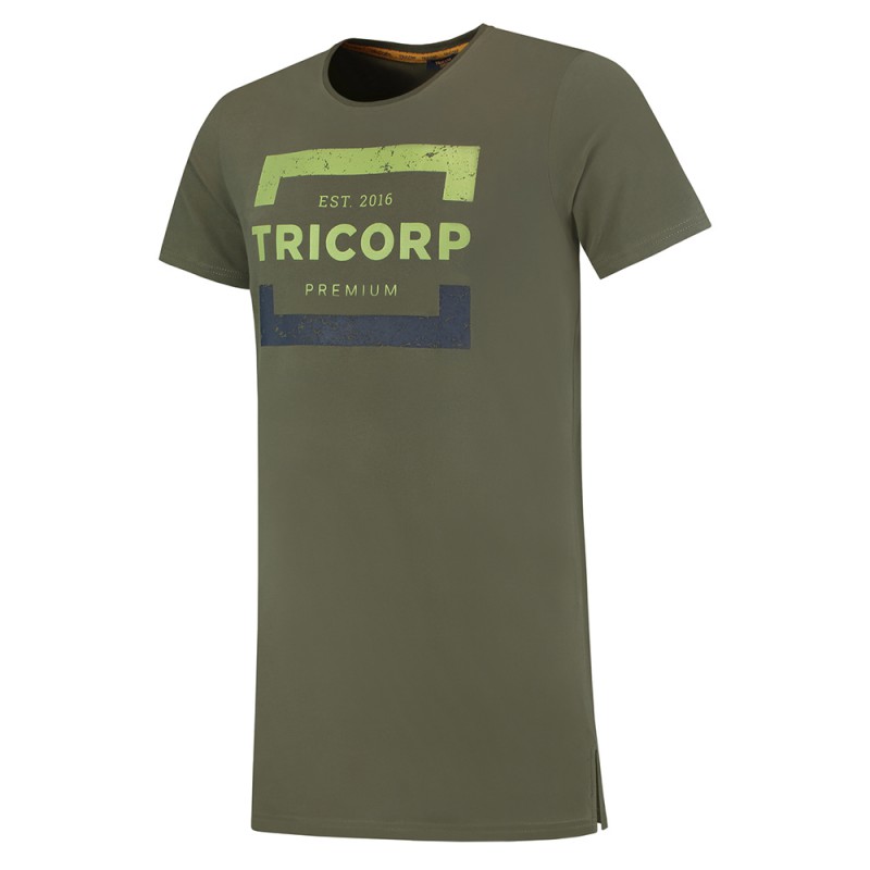 TRICORP 104001 T-Shirt Premium Heren Lang Army OUTLET