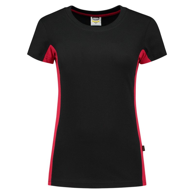 TRICORP 102003 T-Shirt Bicolor Dames black-red