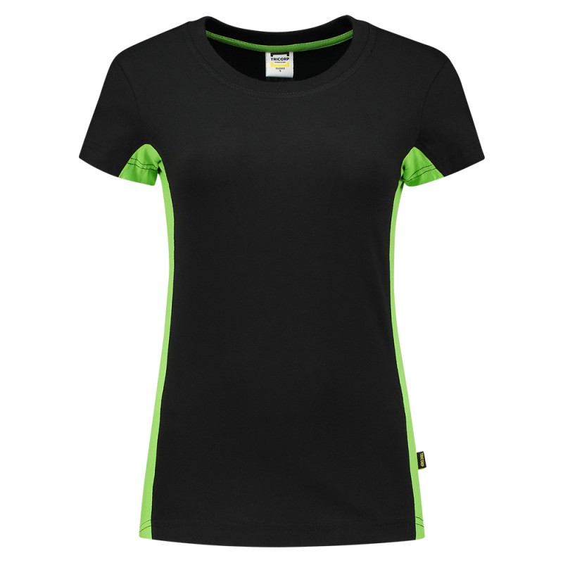 TRICORP 102003 T-Shirt Bicolor Dames black-lime