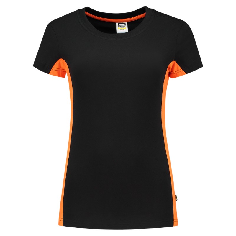 TRICORP 102003 T-Shirt Bicolor Dames black-orange