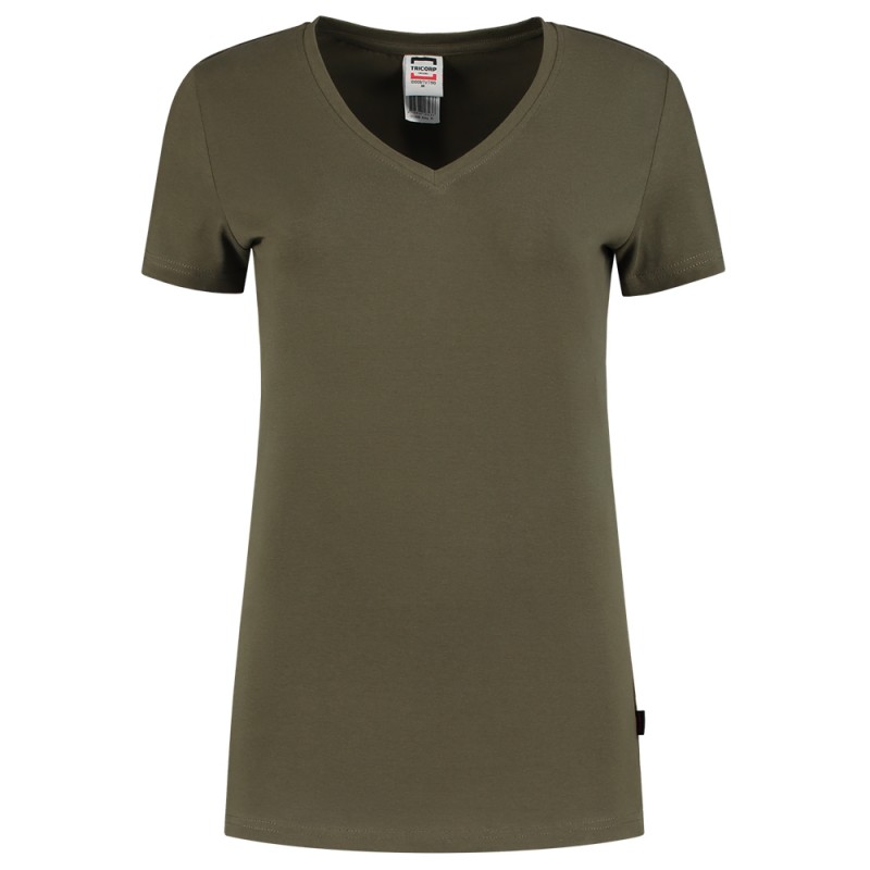 TRICORP 101008/TVT190 T-Shirt V Hals SlimFit Dames army