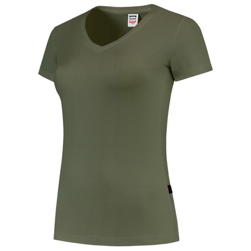 TRICORP 101008/TVT190 T-Shirt V Hals SlimFit Dames army
