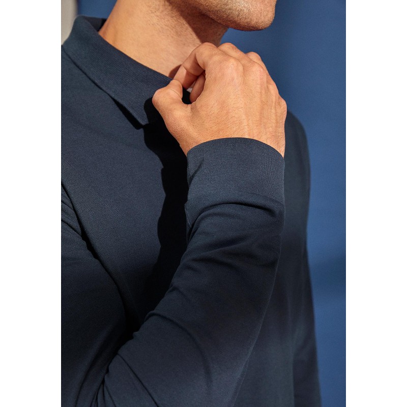 Long-sleeved polo shirt | stretch   